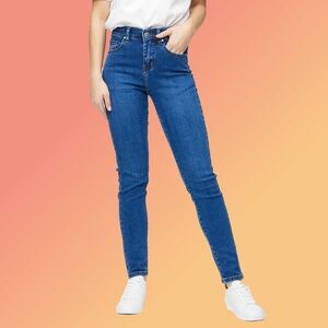 Slim Blue Stretchy High Rise Ankle Length Jeans